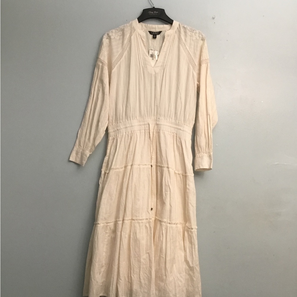 Ralph Lauren Cream Tiered Sundress with Bishop Sleeves